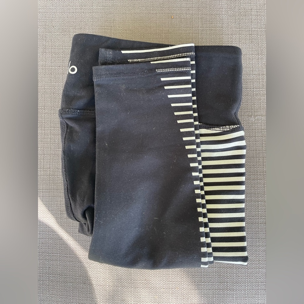 Alo Yoga Black and White Striped Leggings